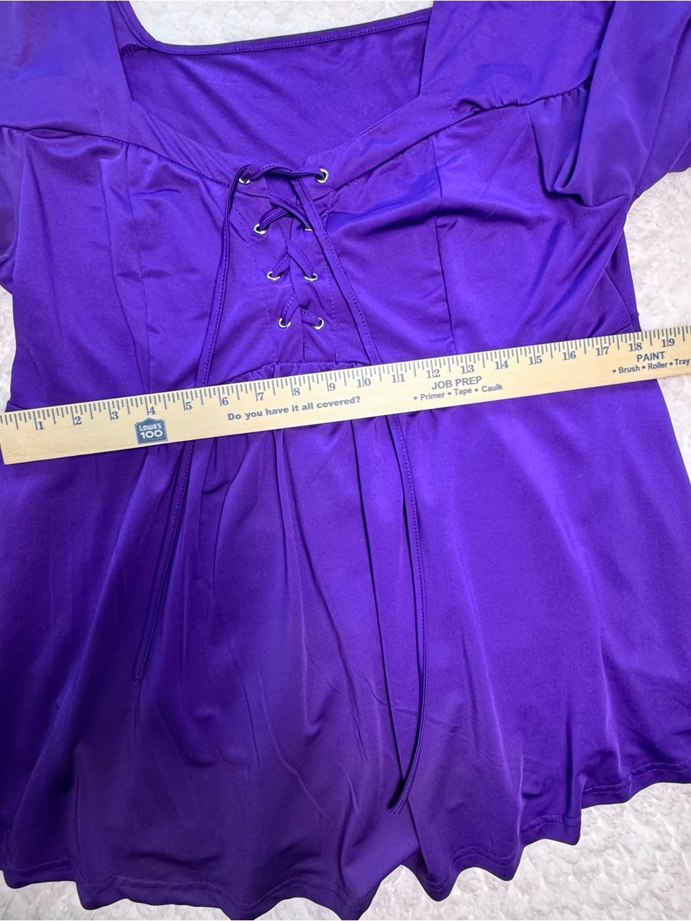 Purple Fairycore Renaissance Lace Up Bell Sleeve Top - Picture 7 of 10